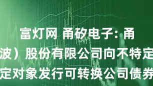 富灯网 甬矽电子: 甬矽电子（宁波）股份有限公司向不特定对象发行可转换公司债券上市公告书