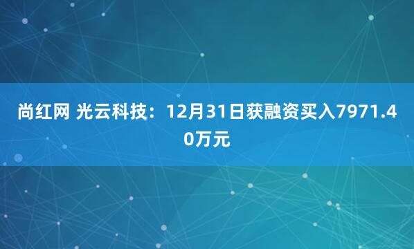 尚红网 光云科技：12月31日获融资买入7971.40万元