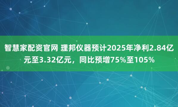 智慧家配资官网 理邦仪器预计2025年净利2.84亿元至3.32亿元，同比预增75%至105%